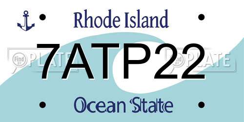7ATP22 Rhode Island License Plate