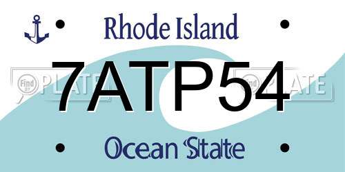 7ATP54 Rhode Island License Plate