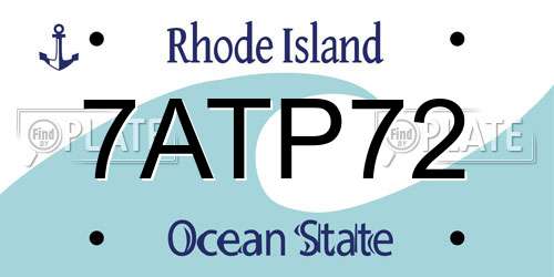 7ATP72 Rhode Island License Plate