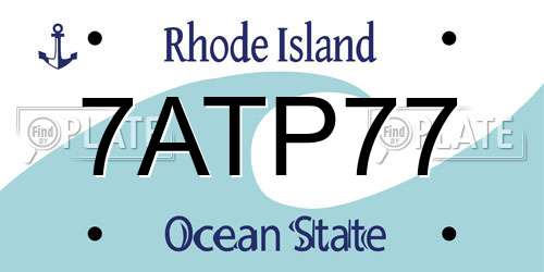 7ATP77 Rhode Island License Plate