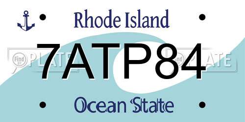 7ATP84 Rhode Island License Plate