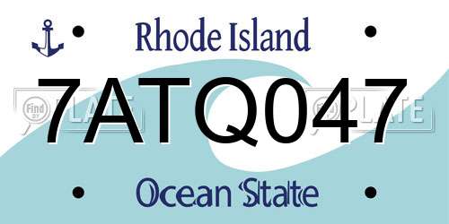 7ATQ047 Rhode Island License Plate