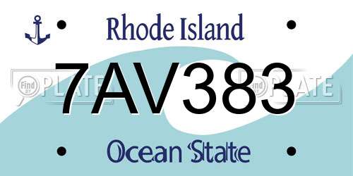 7AV383 Rhode Island License Plate