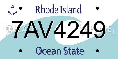 7AV4249 Rhode Island License Plate