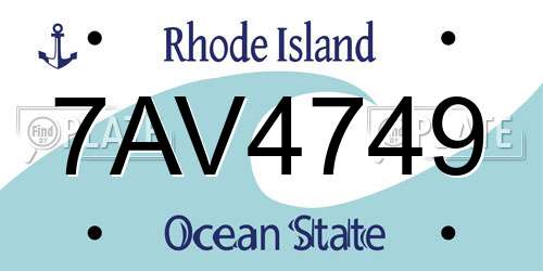7AV4749 Rhode Island License Plate