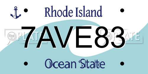 7AVE83 Rhode Island License Plate