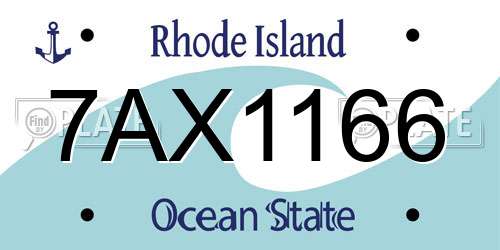7AX1166 Rhode Island License Plate