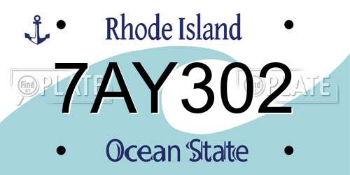 7AY302 Rhode Island License Plate