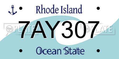 7AY307 Rhode Island License Plate