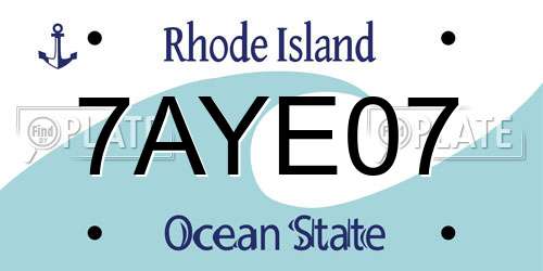7AYE07 Rhode Island License Plate