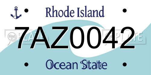 7AZ0042 Rhode Island License Plate