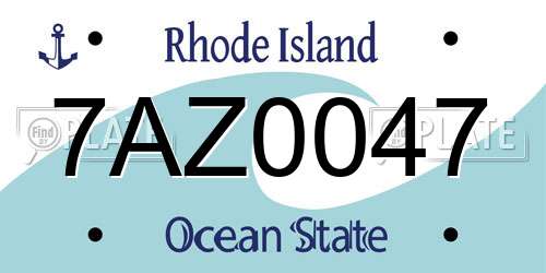 7AZ0047 Rhode Island License Plate