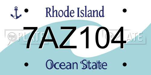 7AZ104 Rhode Island License Plate