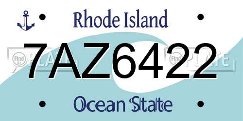 7AZ6422 Rhode Island License Plate