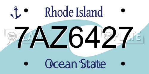7AZ6427 Rhode Island License Plate