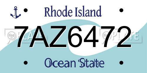7AZ6472 Rhode Island License Plate