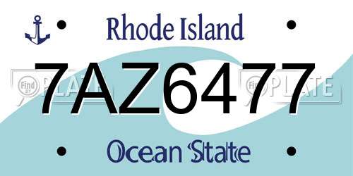 7AZ6477 Rhode Island License Plate