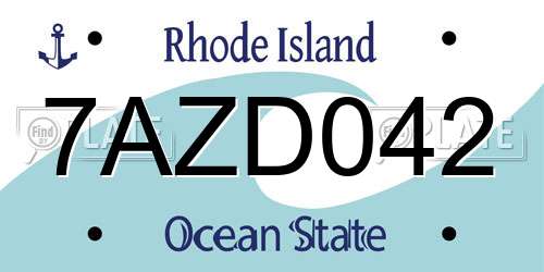 7AZD042 Rhode Island License Plate