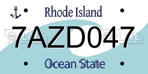 7AZD047 Rhode Island License Plate