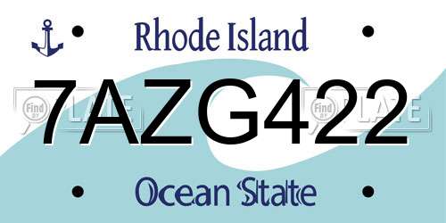 7AZG422 Rhode Island License Plate