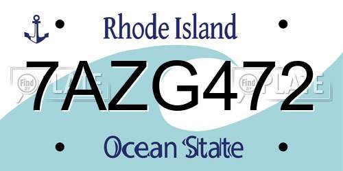 7AZG472 Rhode Island License Plate