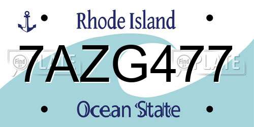 7AZG477 Rhode Island License Plate