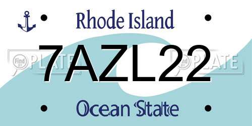 7AZL22 Rhode Island License Plate