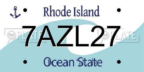 7AZL27 Rhode Island License Plate