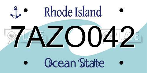 7AZO042 Rhode Island License Plate