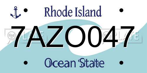 7AZO047 Rhode Island License Plate