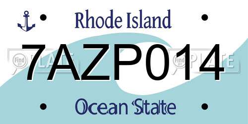 7AZP014 Rhode Island License Plate