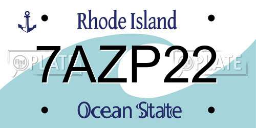 7AZP22 Rhode Island License Plate