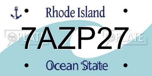 7AZP27 Rhode Island License Plate