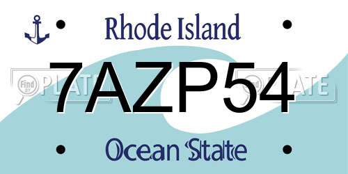 7AZP54 Rhode Island License Plate