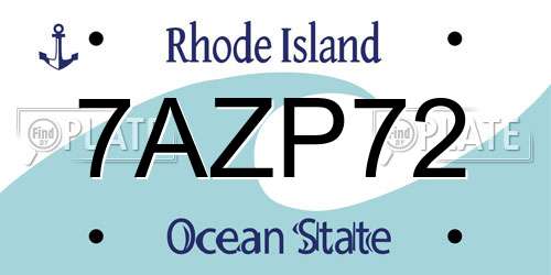 7AZP72 Rhode Island License Plate