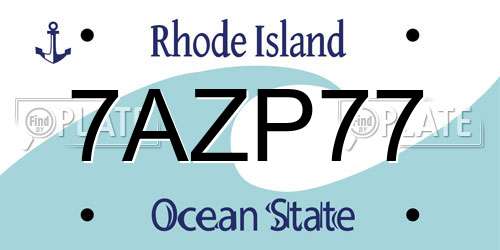7AZP77 Rhode Island License Plate