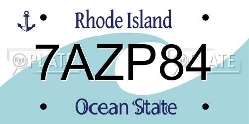 7AZP84 Rhode Island License Plate