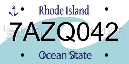 7AZQ042 Rhode Island License Plate