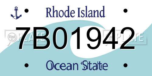 7B01942 Rhode Island License Plate