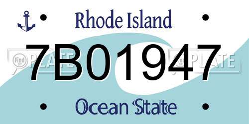 7B01947 Rhode Island License Plate