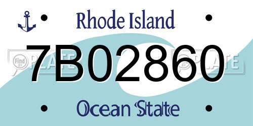 7B02860 Rhode Island License Plate