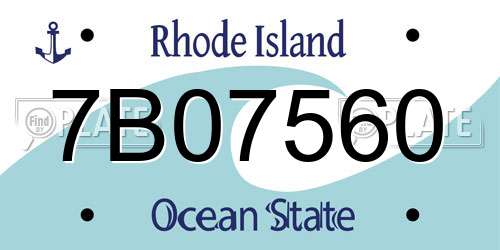 7B07560 Rhode Island License Plate