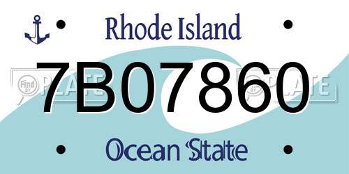 7B07860 Rhode Island License Plate