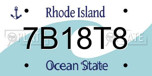 7B18T8 Rhode Island License Plate