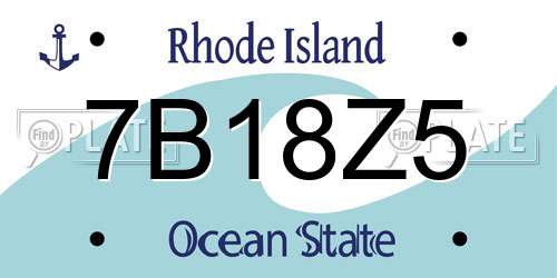 7B18Z5 Rhode Island License Plate