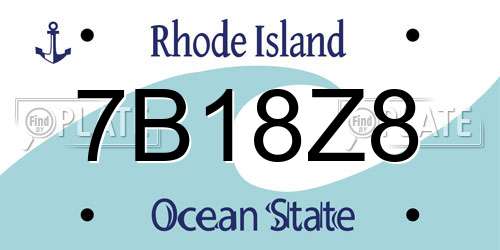7B18Z8 Rhode Island License Plate