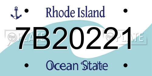 7B20221 Rhode Island License Plate