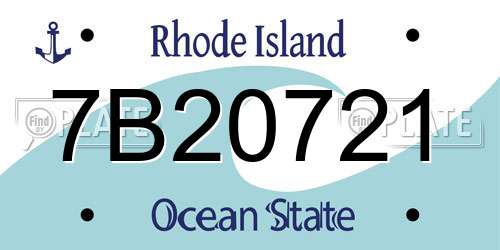 7B20721 Rhode Island License Plate