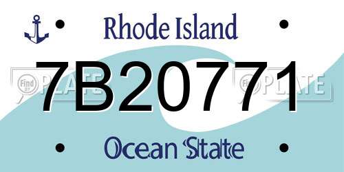 7B20771 Rhode Island License Plate