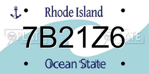 7B21Z6 Rhode Island License Plate
